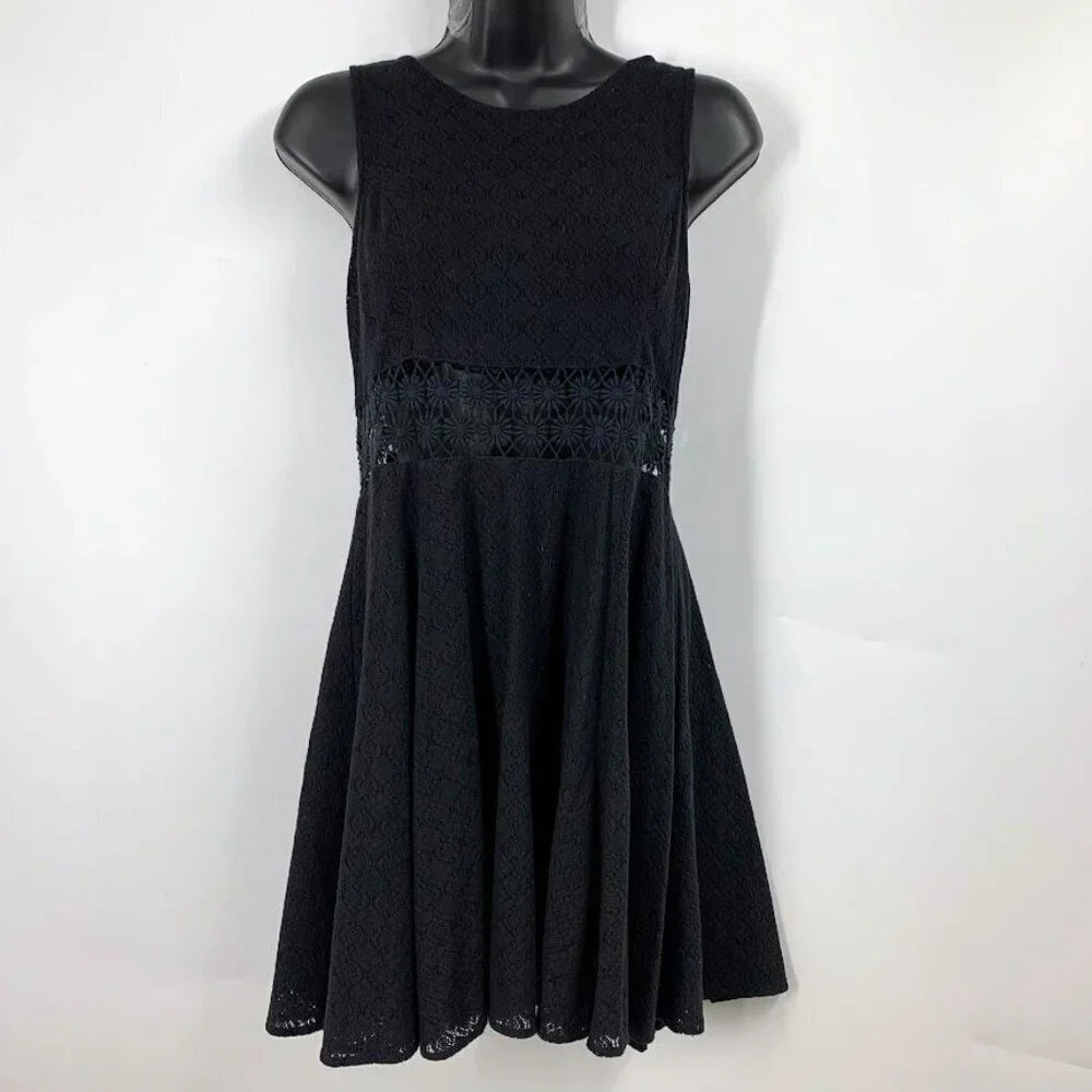 Free People Daisy Flare Crochet Sleeveless Cotton Mini Dress‎ Size 8
